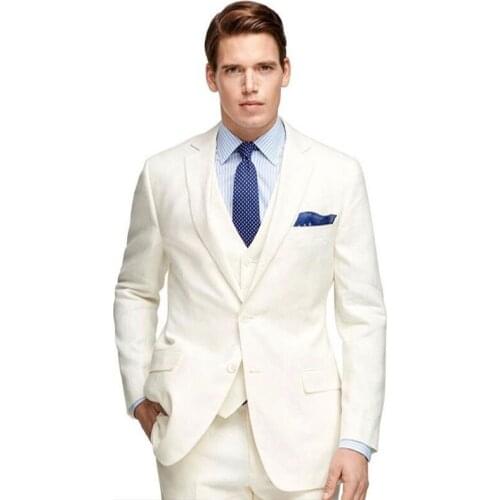 Ivory Men Suits Wedding Suits Bridegroom Groom Wear Tailored Made Tuxedos Slim Fit Formal Best Man Blazer 3piece Traje Hombre