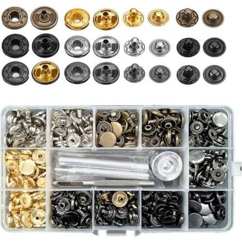 120 Sets of Metal Four Button Tool Set Jeans Bags Pure Copper Button DIY Combination,120 Set Leather Snap Fasteners Kit
