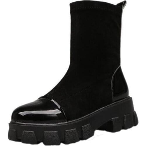 Okkdey 2020 new Women Boots Ladies Female Brand Fashion Casual Leather Loafers Platform Designer Luxury Ankle Boots Shoes Woman