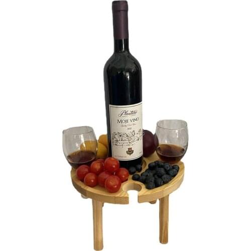 Original Wooden Outdoor Tables Folding Picnic-table With Glass Holder 2 In 1 Wine Glass Rack Outdoor Wine Table Wood Table