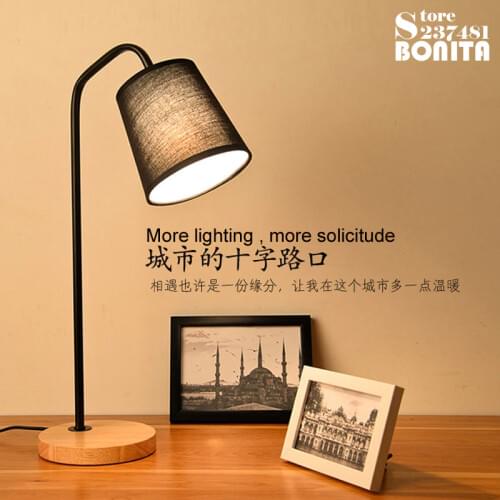 Nordic bedroom bedside desk lamp American creative LED eye protected college dormitory reading lamps Solid wood Iron table light