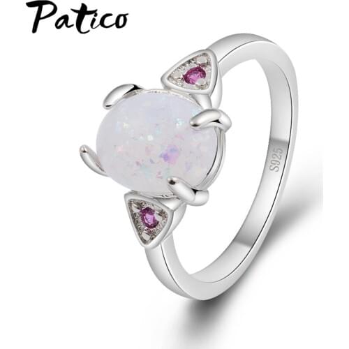 Romantic Love Monologue Flawless White Fire Opal Oval Ring 925 Stamp Sterling Silver Wedding/Engagement Rings Wholesale