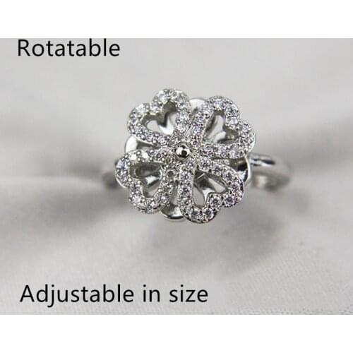 Four leaf clover Silver Pear cut Quality Zircon Engagement Rotate Opening Design Wedding Rings Women Gift Ring Fashion Jewelry