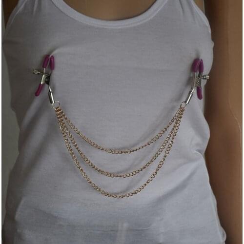 Sexy Nipple Clamps Clips Female Breast Nipple Clamps with Gold Chain Bandage Exotic Accessories