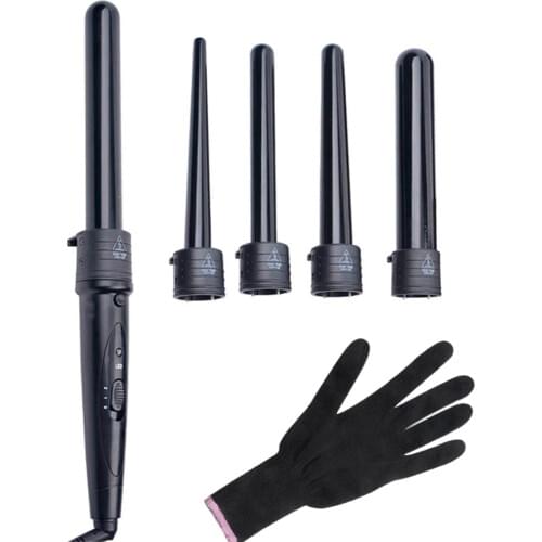 UKLISS 5 in 1 Hair Curling Iron Wand Set Crimp Corrugation 9-32mm Crimper with Interchangeable Curler Roller Tongs Hair Waver