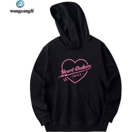 KPOP TWICE Herat Shaken Hoodies Men/Women Harajuku Hip Hop Hoodie Sweatshirt Plus Size Pullover Jacket Coat moletom feminino
