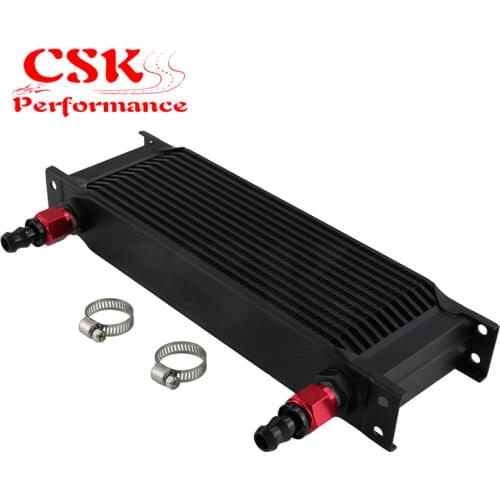 2" ALUMINIUM 8AN OIL COOLER - 13 ROW ENGINE OIL COOLER + AN8 FITTING / HOSE END Black