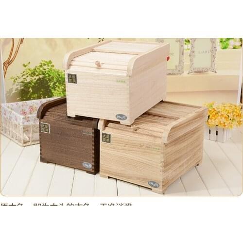 Japanese wooden rice container stocker grain wood finish rice bin storage box environmental kitchen organizer box moistureproof