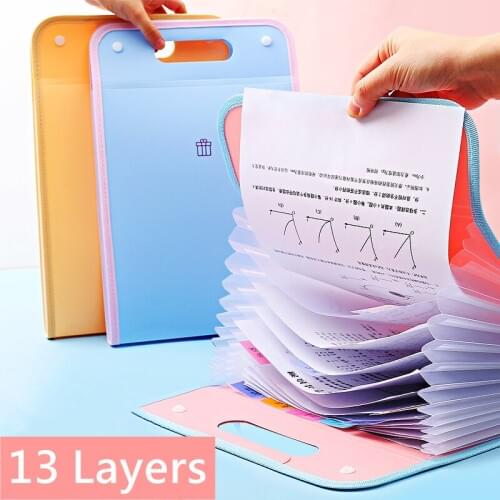 Yisuremia 13Layers Protable Expanding File Folder Organizer For Document A4 Briefcase Pouch Storage Bag School Office Stationery