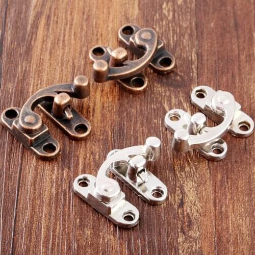 2Pcs Vintage Jewelry Box Lock Suitcase Buckle Clip Clasp Box Latch Hasps Catch Latches Furniture Hardware 29*33mm with Screws