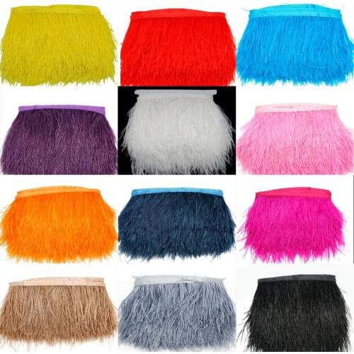 Whole 8-10cm Height Multi Color Natural Ostrich Feather Lace 1meter/bag Ostrich Plume Fringe Trims Clothing Accessories Supplies