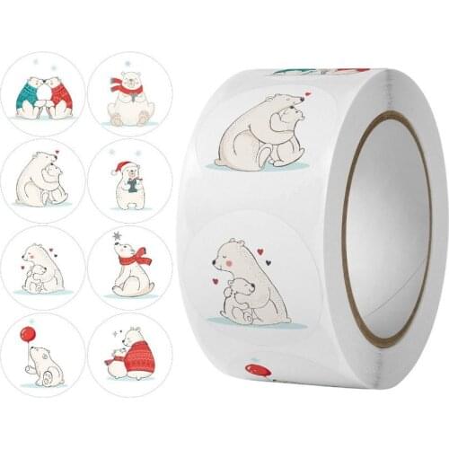 100/500pcs Animals Cartoon Stickers for kids school teacher reward sticker white lovely bear 8 designs pattern