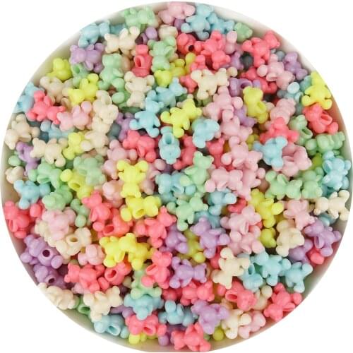 100pcs 13*11*8mm Acrylic Charm Beads Multi-style Bear Shape Spacer Beads For DIY Making Bracelets Necklace Loose Beads Jewelry