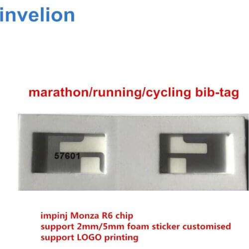 1000pc/lot bib tag RFID impinj monza Chip Timing Systems for running and race registration apps for Marathons, Triathlons