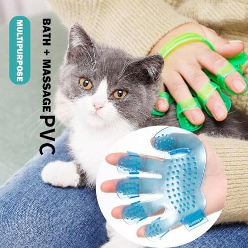 2 Pcs Silicone Pet Cleaning Supplies Massage Five-finger Bath Brush Cats Dogs Palm Brush Pet Brush Soft Comb Pet Cleaning Tools