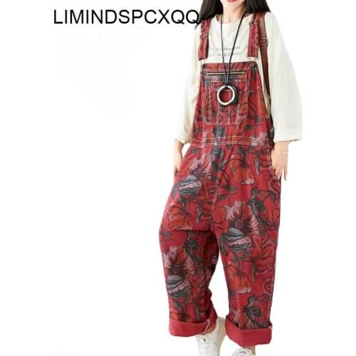 LIMINDSPCXQQ 2021 New Pirate Designer Style Loose Print Womens Denim Pants Spring Plus Size Jeans Wide Legs Adjustable Jeans