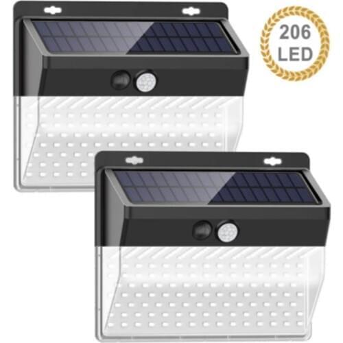 206 LED Solar Power Light Outdoor Wireless Motion Sensor Wall Light Energy Saving Waterproof Yard Garden Street Lamp