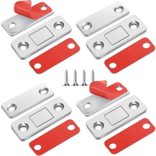 4 Pack Magnetic Door Catch, Ultra Thin Cabinet Magnets Stainless Steel Cabinet Door Magnetic Catch