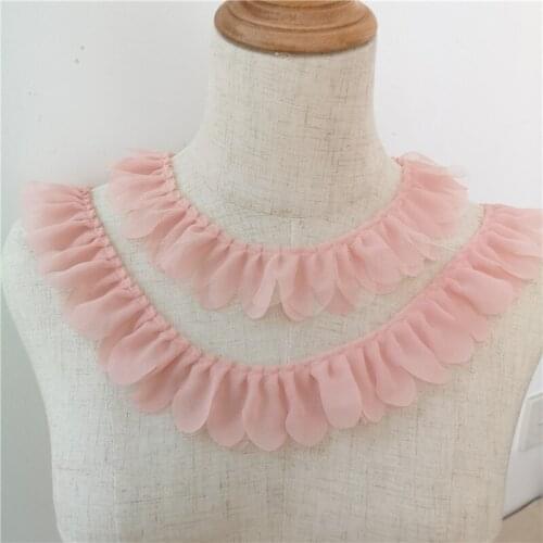 4cm wide double layer mesh lace trim plus precision chiffon 3D doll skirt lace accessories