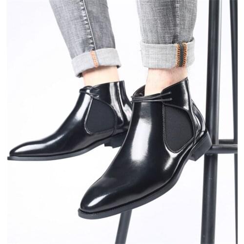 Wedding Dress Men Shoes Official Leather Oxford Shoe for Mens Formal Shoes Big Size 47 48 Man Boots Shoes Autumn Dress Boot