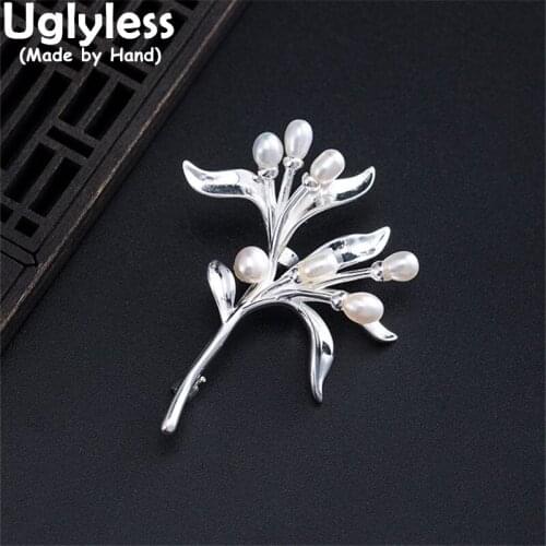 Uglyless Neutral Blooming Pearls Flower Brooches for Men Elegant Business Dress Jewelry Women 925 Silver Floral Brooches Pins