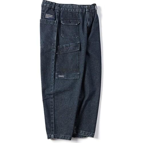 Summer Autumn Multi Bag Washing Water Loose Straight Tube Womens Jeans Outdoor Camping Trekking Cargo Trousers Students Pants