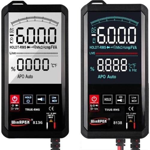 Touch Screen Digital Multimeter 6000 Counts AC DC Voltage NCV True RMS Temp Resistance Capacitance Meter Automatic Multimeters