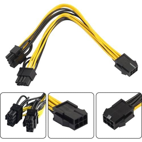 DC12V CPU 6pin PCI E Female To 8(6+2)pin PCIE Male Video Card Power Adapter Cable Connector Adapter Splitter Cable Graphic Card