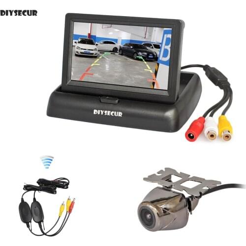 DIYSECUR Wireless 4.3" Car Reversing Camera Kit Back Up Car Monitor LCD Display HD Security Metal Car Rear View Camera