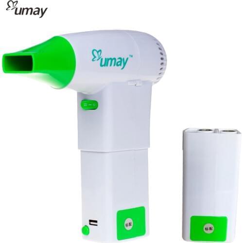 Travel Hair Dryer with 2 Batteries USB Port Outdoor Pet Hair Equipment Tools Plastic Portable Hair Dryer with replace Battery