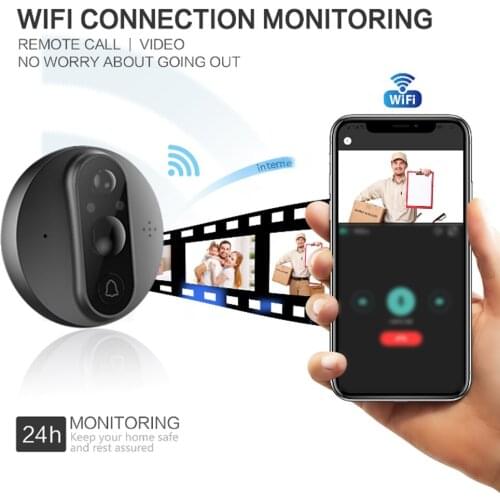 Tuya Smart Wireless Video Doorbell 720P WIFI Peephole Fisheye Camera Two Way Audio PIR Motion Detection Eyecat Doorbell