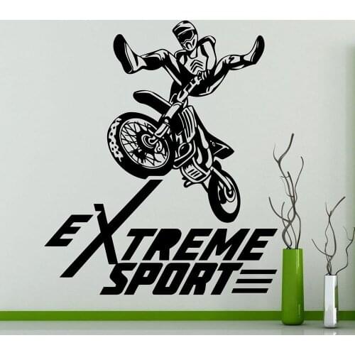 Extreme Sport Logo Wall Decals Motocross Freestyle Bike Garage Wall Sticker Vinyl Home Bedroom Decoration Waterproof Mural X639