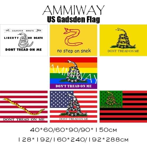 AMMIWAY Dont Tread On Me Snake Gadsden Rainbow Gay Flag Liberty or Death No Step On Snek Naval Jack of United States Flags