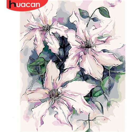 HUACAN Coloring By Numbers Flowers HandPainted Drawing Canvas Kits DIY Home Decoration Oil Painting Gift Pictures