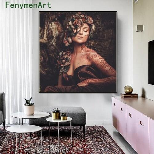 Flowers Woman Sexy Canvas Painting Abstract Print And Poster Modern Wall Art Picture Bedroom Living Room Home Decor