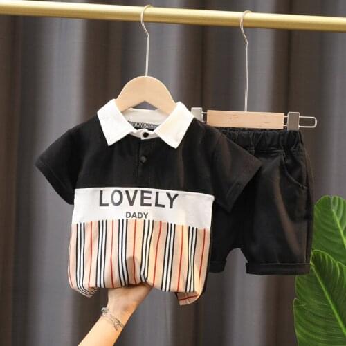 2pcs Top and Top boys clothing sets summer gentleman suits short sleeve shirt + shorts kids clothes children clothing set