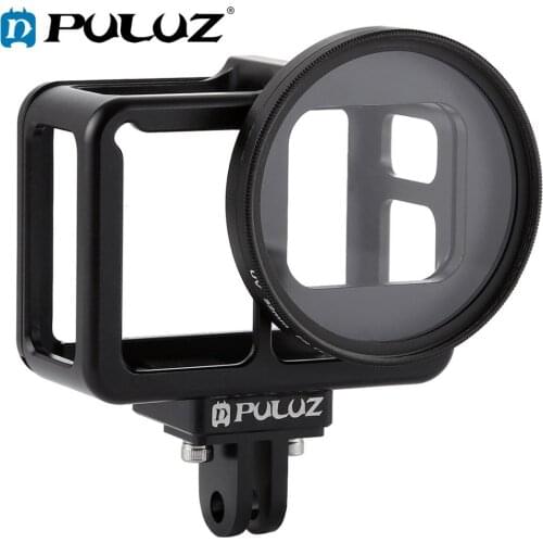 PULUZ Housing Shell CNC Aluminum Alloy Protective Cage Case & Insurance Frame & 52mm UV Lens for GoPro HERO7 Silver/HERO7 White