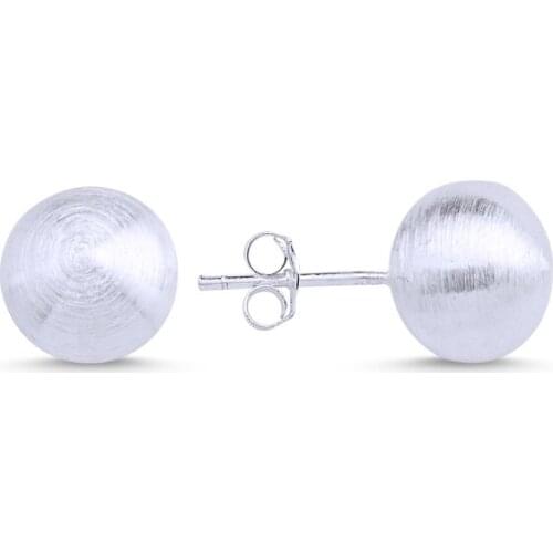 KUTAYDAN 10mm Broseli Ball Earrings 925 Sterling Silver