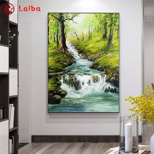 Full drill square Crystal Tree and bridge natural scenery Paintings Diamond Embroidery Full round Diy diamond painting Diamond