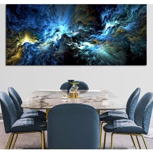 LargeBlue Black Cloud Abstract Oil Painting Landscape Wall For Living Room Decor Canvas Modern Art Poster And Print Picture