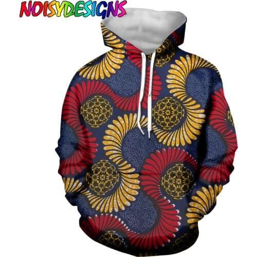 NOISYDESIGNS Hot Selling Vintage Warm Hoodies African Tribe Wax Pattern Printing Female Casual Long Sleeves Sweatshirts Women