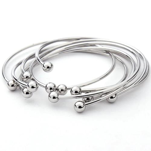 5pcs/lot Stainless Steel Adjustable Bangle Bracelets Blank Silver Color Open Charm Wire Base Bead Man Woman Jewelry Making