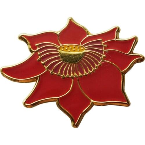 25 mm Lotus flower metal badge pin accessories-Iron+epoxy +butterfly button back-Free shipping (300 pcs/lot)