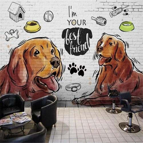 Milofi custom personality non-woven wallpaper mural children pet cartoon bedroom background wall decoration painting