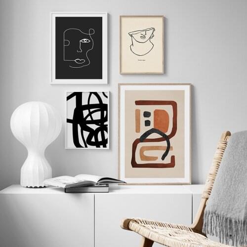 Fashion Abstract Geometric Canvas Oil Painting Interior Wall Art Posters And Printing Retro Pictures For Living Room Home Decora