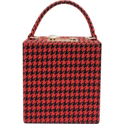 White & Red Houndstooth Box Style Women Fashion Purses and Handbags Casual Shoulder Bag Crossbody Bag 2020 Designer Bags Totes