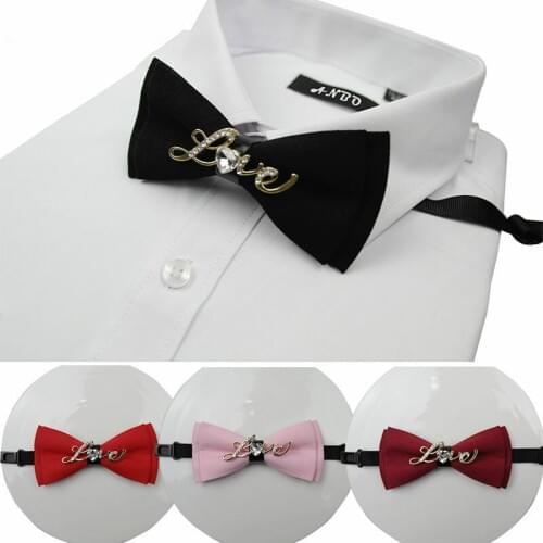 Fashion Necktie Groom Korean Letter Handmade Bow Ties Luxury Wedding Birthday Party toastmaster Gifts Elegant Butterfly Bow Tie