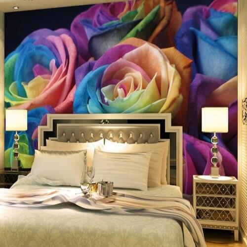 Rose Floral Wallpaper Photo Wall Mural for TV Background 3d Room Wall Paper Landscape 3d wall murals papier peint 3d fleur