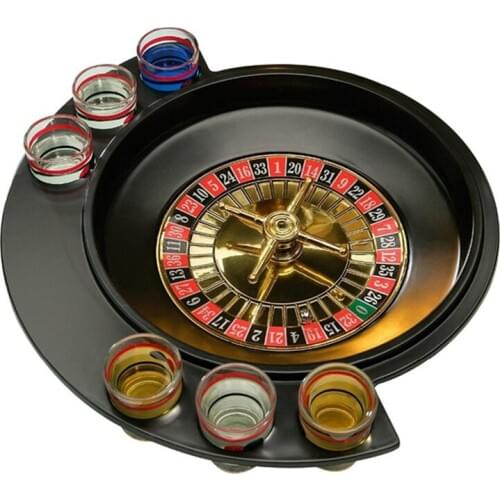 Novelty Gifts Russian Lucky Shot Party Games Roulette Drinking Game With 6 Glass Spin Wheel Portable Board Game For 2-3 Players