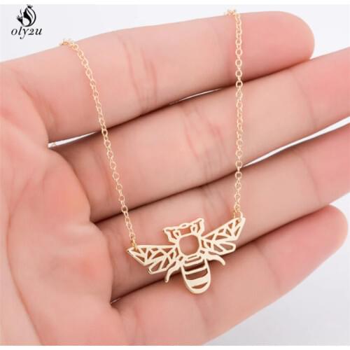 Oly2u Origami Bee Necklace Bug Charm Female and Male Gift Animal Necklace Bug Necklace &Pendants Party Women Geometric Jewellery